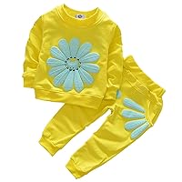 Avidqueen Toddler Baby Girls Sunflower Clothes Set Long Sleeve Top and Pants 2pcs Outfits Fall Clothes