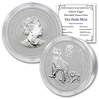 2022 P 1/2 oz Silver Australian Lunar Year of the Tiger Coin Brilliant Uncirculated (in Capsule) with a Certificate of Authenticity 50c Seller BU