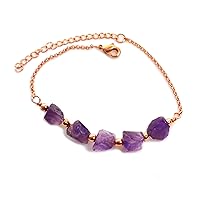 Raw Amethyst Bracelet, Healing Bracelet, Spiritual Rose Gold Plated Bracelet, Grounding Bracelet By CHARMSANDSPELLS Purple