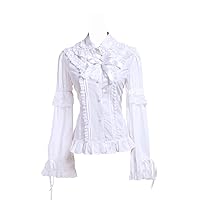 Antaina White Cotton Ruffle Lace Vintage Victorian Sweet Lolita Shirt Blouse