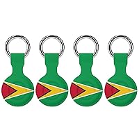 Flag of Guyana Soft Silicone Case for AirTag Holder Protective Cover with Keychain Key Ring Accessories