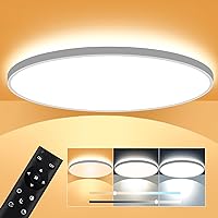 12 Inch Flush Mount Ceiling Light with Remote Hardwired AC/120V [Not Wireless] 28W 3000lm Led Ceiling Light Dimmable 3 Colors Adjustable Modern Ceiling Lamp with Backlight, Night Light, Timer