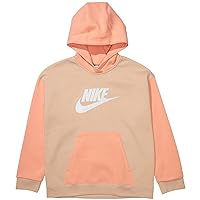 Nike Girl's Sportswear BF Pullover Hoodie (Little Kids/Big Kids) Shimmer/Apricot Agate/White XL (18-20 Big Kid)