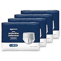 Amazon Basics Incontinence Underwear for Men and Women, Overnight Absorbency, Large, 56 Count, 4 Packs of 14, White (Previously Solimo)