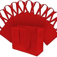 ZENPAC 12 Pack 16x6x12 Red Gift Bags, Christmas Reusable Bags, Tote Bags with Handles, Large Gift Bags for Presents, Gift Wrap, Holiday, Shopping, Grocery Bags. Small Business, Merchandise, in Bulk