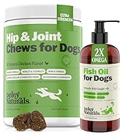 Deley Naturals Advanced Arthritis Pain Relief (120 Chews) + Wild Caught Fish Oil (16 oz) for Dogs - Omega 3-6-9, GMO Free - Made in USA