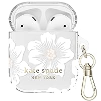Kate Spade New York AirPods Protective Case with Keychain Ring - Hollyhock Cream, Compatible with AirPods 2nd/ 1st Generation