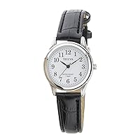 CREPHA Women's Watch, Analog Waterproof Leather Strap, Black, Black, Watch Daily Water Resistant, Leather Strap, Casual