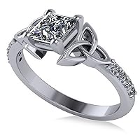 Allurez (1.00ct) Platinum Princess Cut Diamond Celtic Knot Irish Engagement Ring
