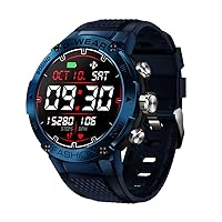 1.32 Inch High End Smart Watch for iPhone Android Military Fitness Sport Watches with Blood Pressure Heart Rate Monitor Sleep Tracker for Men (Blue)