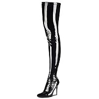 Women's Patent Leather PU Thigh High Boots Pointy Toe Side Zippe Fashion Comfy Sexy Stiletto High Heel Over The Knee Boots
