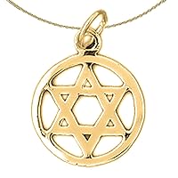 Jewels Obsession Silver Star Of David Necklace | 14K Yellow Gold-plated 925 Silver Star of David in Circle Pendant with 18