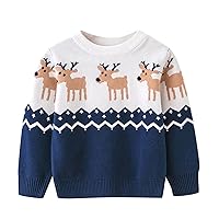 Children's Christmas Sweaters Boys Girls Pullover Kids Knited Crewneck Sweatshirt Kids Xmas Pullover Funny Santa