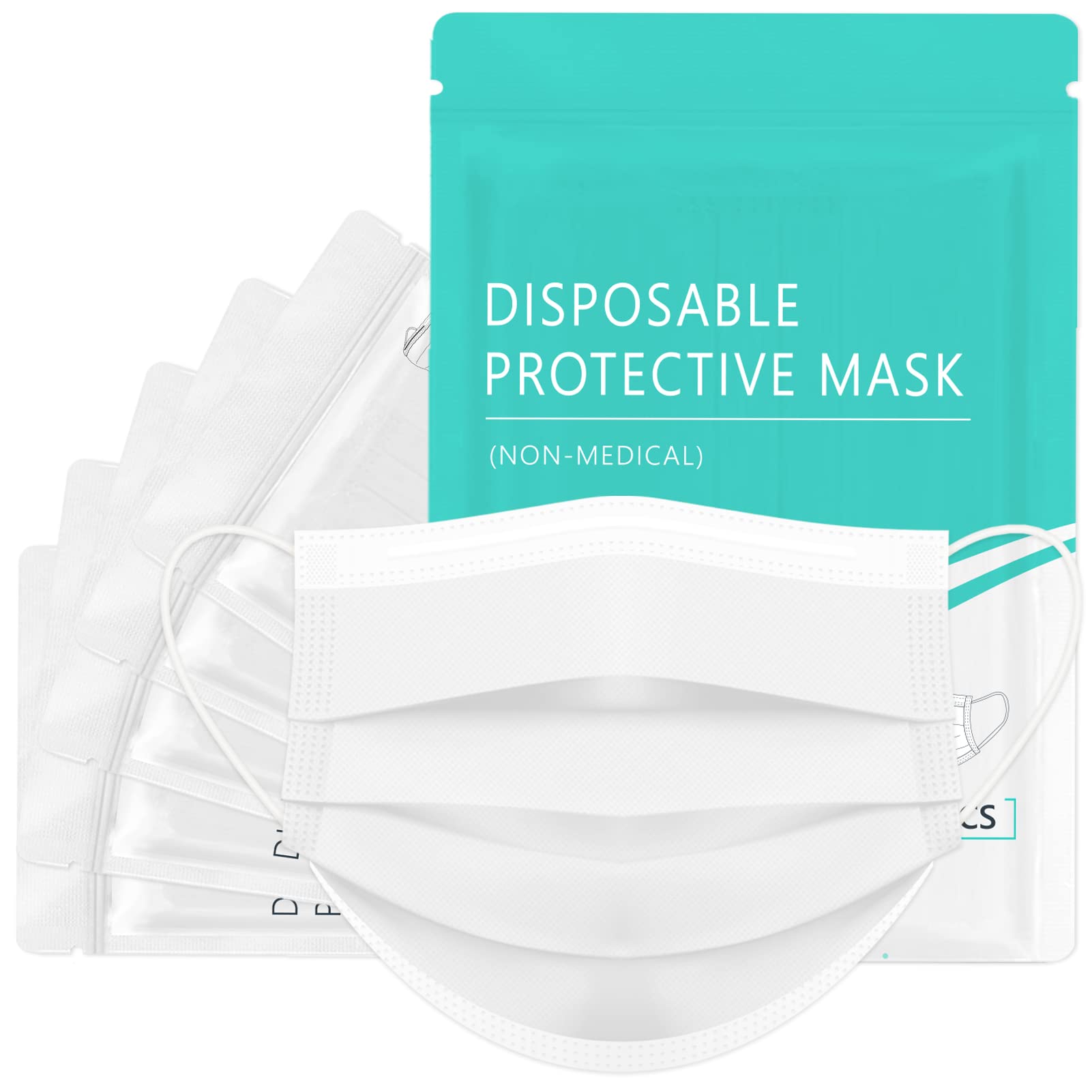Assacalynn [Upgraded Packaging] Disposable Face Masks White 50pcs, Individually Packed 3 Layer White Masks for Men Women Adult