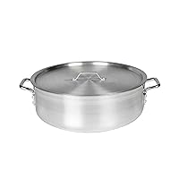 TrueCraftware-30 qt. Aluminum Brazier Pot with Cover- Heavy Weight Braiser Pan Perfect Roasting Baking Sauteing Searing and Pan Frying Brazier with Pan Cover