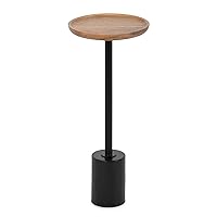 Kate and Laurel Xyler Round Wood and Metal Drink Table, 10 x 10 x 24, Natural Brown Wood and Black, Transitional Plant Pedestal Table for Storage and Display