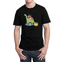 Unicorns Cats and Dinos On A Rocket Psychedelic Crazy Funny Magic World_001283 T-Shirt Birthday for Him XL Man Black
