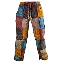 Gheri Paisley Patch Cotton Hemp Printed Casual Funky Striaght Trousers