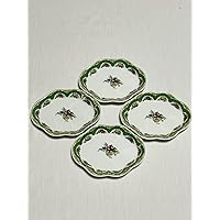 Andrea by Sadek Flower Pattern Small Plates Set of 4 Petite Dessert Plates, Pastry Plates, Green Gold