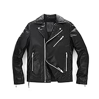 PALALEATHER Men's Black 3D Crystal Patches Unique Classic Moto Biker Leather Jacket