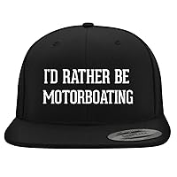 I'd Rather Be Motorboating - Yupoong 6089 Structured Flat Bill Hat | Trendy Baseball Cap for Men and Women | Snapback Closure