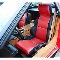 Artificial Leather Custom Made Original fit Front Seat Covers Designed for 84-93 Chevy Corvette C4 Type2 Sport (Black/Red)