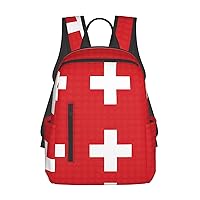 Swiss Flag print Lightweight Laptop Backpack Travel Daypack Bookbag for Women Men for Travel Work