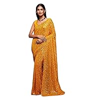 Traditional Wear Indian women Wear Fancy Thread Sequin Embroidered Indian Women Georgette Saree Blouse 1276