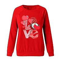 Womens Sweatshirts Hood Valentines Day Printing Turtle Neck Sweater Vintage Date Flannel Shirts for Women