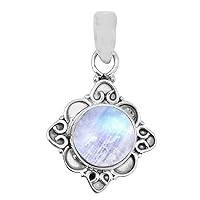 Multi Choice Round Shape Gemstone 925 Sterling Silver Vintage Style Solitaire Pendant