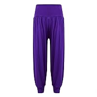Kids Girls Ali Baba Style Plain Color Fashion Trendy Trouser 2-13 Years Purple