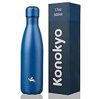 Insulated Water Bottles,17oz Double Wall Stainless Steel Vacumm Metal Flask for Sports Travel,Blue