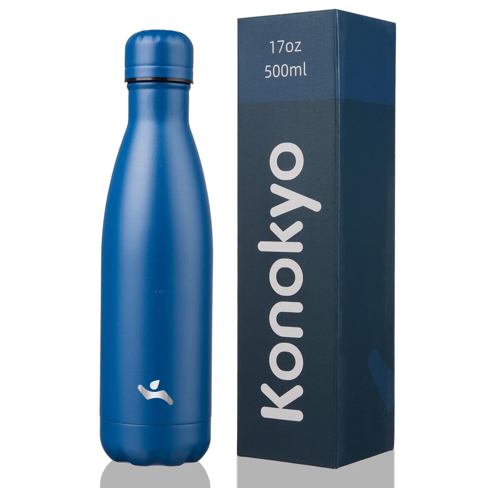 Konokyo Insulated Water Bottles,17oz Double Wall Stainless Steel Vacumm Metal Flask for Sports Travel,Blue