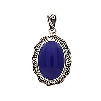 925 Sterling Silver Lapis Lazuli Filigree Boho Wear Pendant
