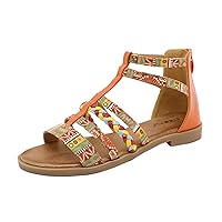 Comfortable Sandals For Women Flip Flop Sandals Ladies Summer Fashional Bohemia Ethnic Colorful Stitching Roman Style