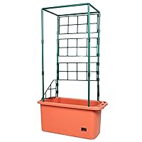 GCTR 10 Gal Tomato Garden Planting Grow System with 4 Foot Trellis Tower on Wheels for Indoor/Outdoor Climbing Vines, Flowers, and Gardens