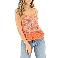 Angie Women's Printed Spaghetti Strap Top with Open Back