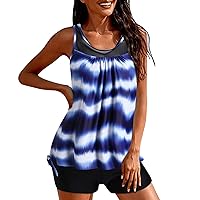 Womens Underwire Swimsuit with Shorts Tank Piece Striped Control for Women Two Suits Top Swimwears Tankinis Se