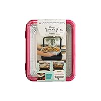 Fancy Panz Classic, Dress Up & Protect Your Foil Pan, Made in USA, Fits Half Size Foil Pans. Foil Pan & Serving Spoon Included. Hot or Cold Food. Stackable for easy travel. (Hot Pink)