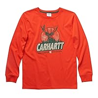 Carhartt boys Knit Long Sleeve Crewneck T-shirt T Shirt, Fiesta, 5T US