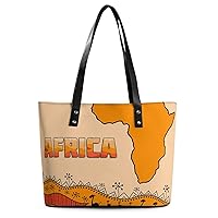 Womens Handbag African Map Leather Tote Bag Top Handle Satchel Bags For Lady