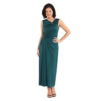 Maggy London Women's Sleeveless Maxi Dress with U-bar Trim and Ruching Details at Neck and Side Waist