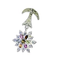 Cute 925 Sterling Silver Genuine Tourmaline Pendant for Girl's