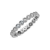 Round Lab Grown Diamond Bezel Set Milgrain Women Eternity Ring Stackable 0.51 ctw-0.60 ctw 14K Gold