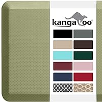 KANGAROO Thick Ergonomic Anti Fatigue Cushioned Kitchen Floor Mats, Standing Office Desk Mat, Waterproof Scratch Resistant Topside, Supportive All Day Comfort Padded Foam Rugs, 20x32, Sage Green