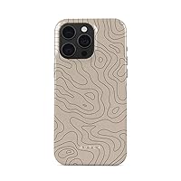 BURGA Phone Case Compatible with iPhone 15 PRO MAX - Hybrid 2-Layer Hard Shell + Silicone Protective Case - Nude Beige Minimalistic Pattern - Scratch-Resistant Shockproof Cover
