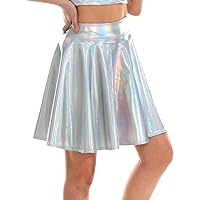 Sexy Maxi Dresses for Women 2024, Flared Casual Pleated Fashion A Line Women's Skirt Mini Shiny Skirt Swing Sk