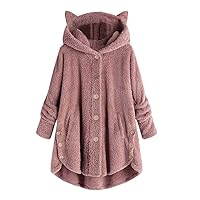 Fleece Coats for Women Womens Full Zip Up Sherpa Hoodie Fuzzy Fleece Jacket Oversized Fluffy Coat with Pockets