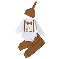 iiniim Toddler Baby Boys Long Sleeve Polka Dots Printed Jumpsuit Romper Pants and Hat Set 3Pcs Gentleman Outfit