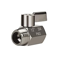 Showerhead Shut Off Valve with Stainless Handle, 304 Stainless Steel Mini Ball Valve(1/2